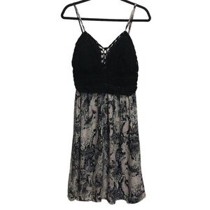 Sleeveless Crochet Top Flare Hem Midi Coverup/Dress